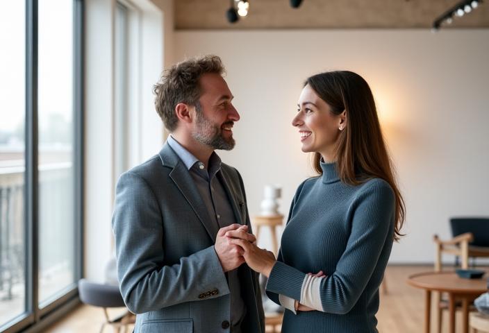 Team Vårstrøm Hjem grunnleggere i et lyst skandinavisk showroom